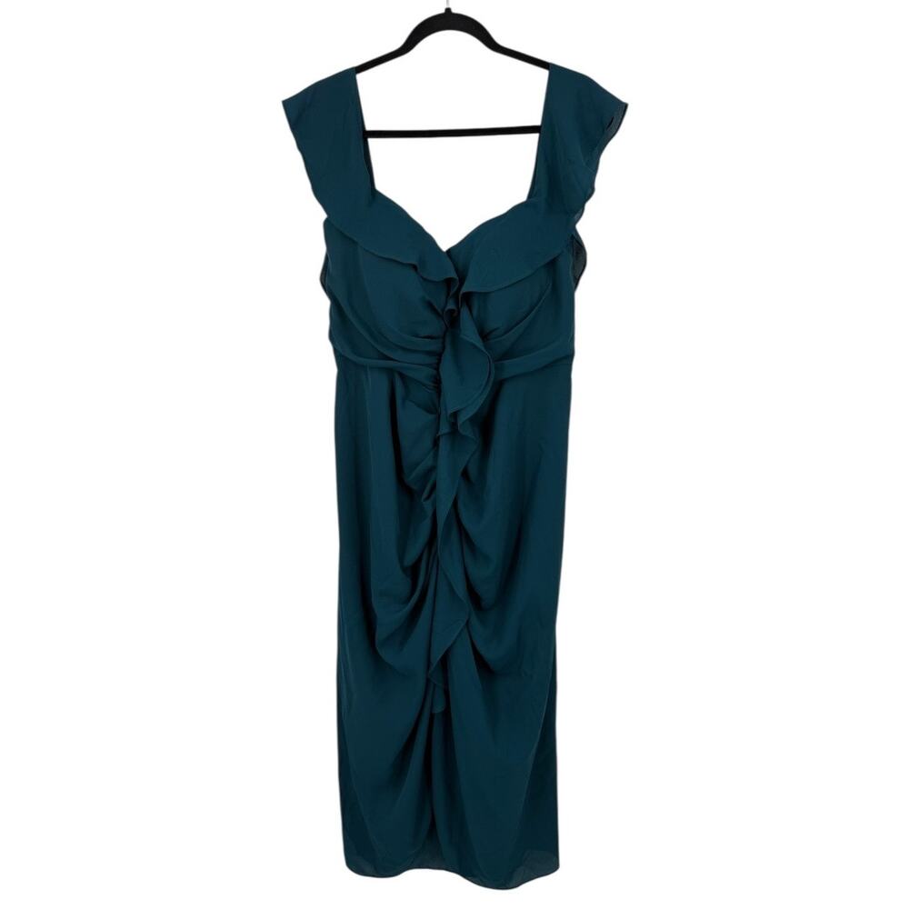 City Chic dress Va Va Voom cold shoulder green size XS 14 - Picture 2 of 9
